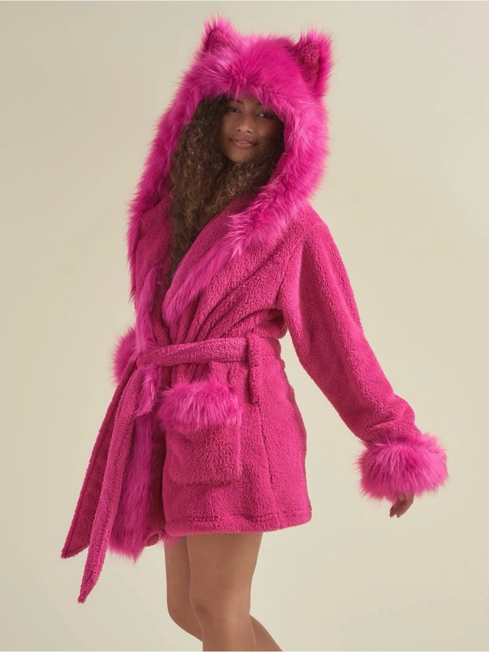 Spirithoods Faux Fur Robe Size Large Lipstick Wolf